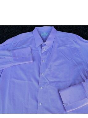 Brioni Neiman Marcus Dress Shirt Mens 49 19.5 Purple Textured French Cuffs Italy